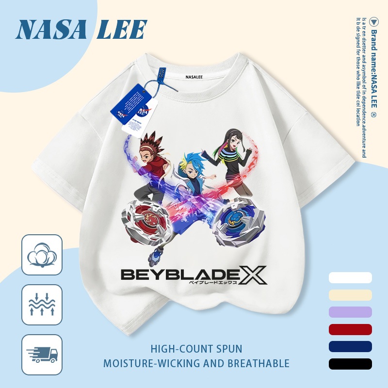 [Giao hàng trong ngày] Áo thun Cotton nguyên chất màu trắng cho trẻ em NASA Áo thun Cotton thoáng khí nhân vật hoạt hình In xu hướng 3-16 tuổi Bé trai bé gái tay ngắn thông thường