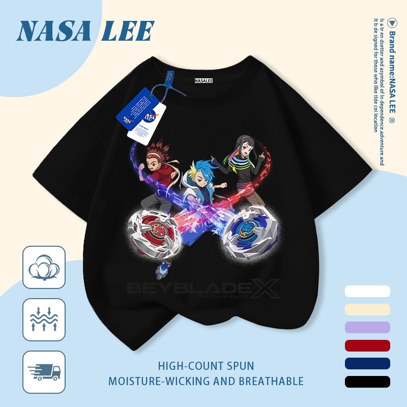 [Giao hàng trong ngày] Áo thun Cotton nguyên chất màu trắng cho trẻ em NASA Áo thun Cotton thoáng khí nhân vật hoạt hình In xu hướng 3-16 tuổi Bé trai bé gái tay ngắn thông thường