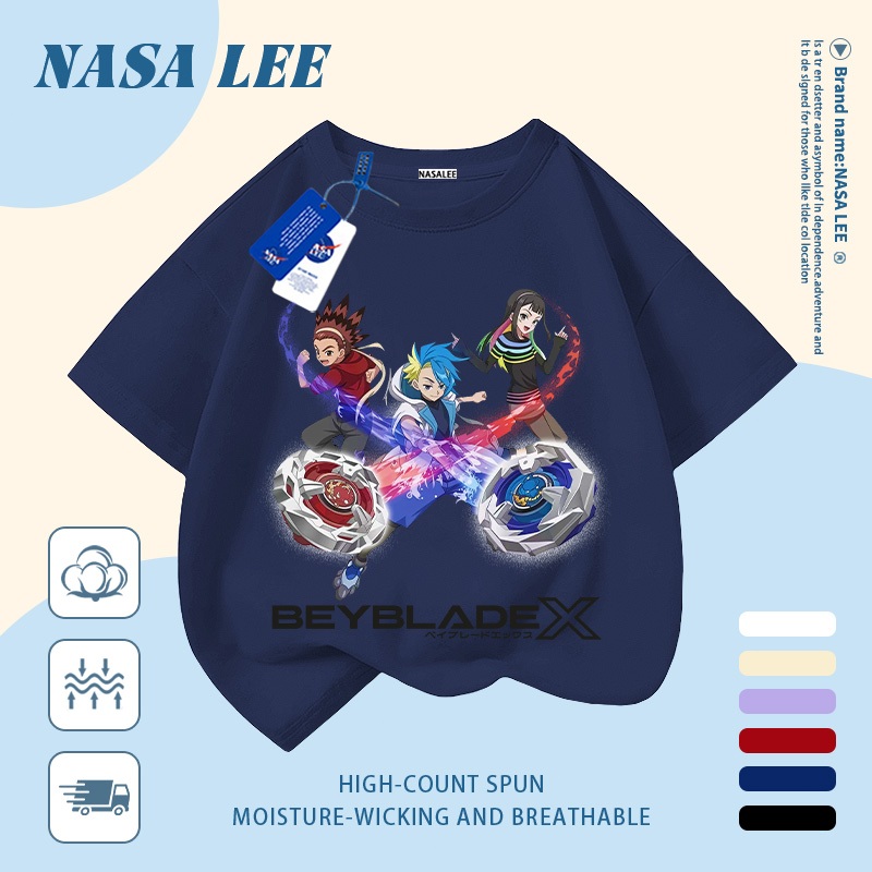 [Giao hàng trong ngày] Áo thun Cotton nguyên chất màu trắng cho trẻ em NASA Áo thun Cotton thoáng khí nhân vật hoạt hình In xu hướng 3-16 tuổi Bé trai bé gái tay ngắn thông thường