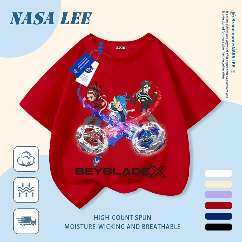 [Giao hàng trong ngày] Áo thun Cotton nguyên chất màu trắng cho trẻ em NASA Áo thun Cotton thoáng khí nhân vật hoạt hình In xu hướng 3-16 tuổi Bé trai bé gái tay ngắn thông thường