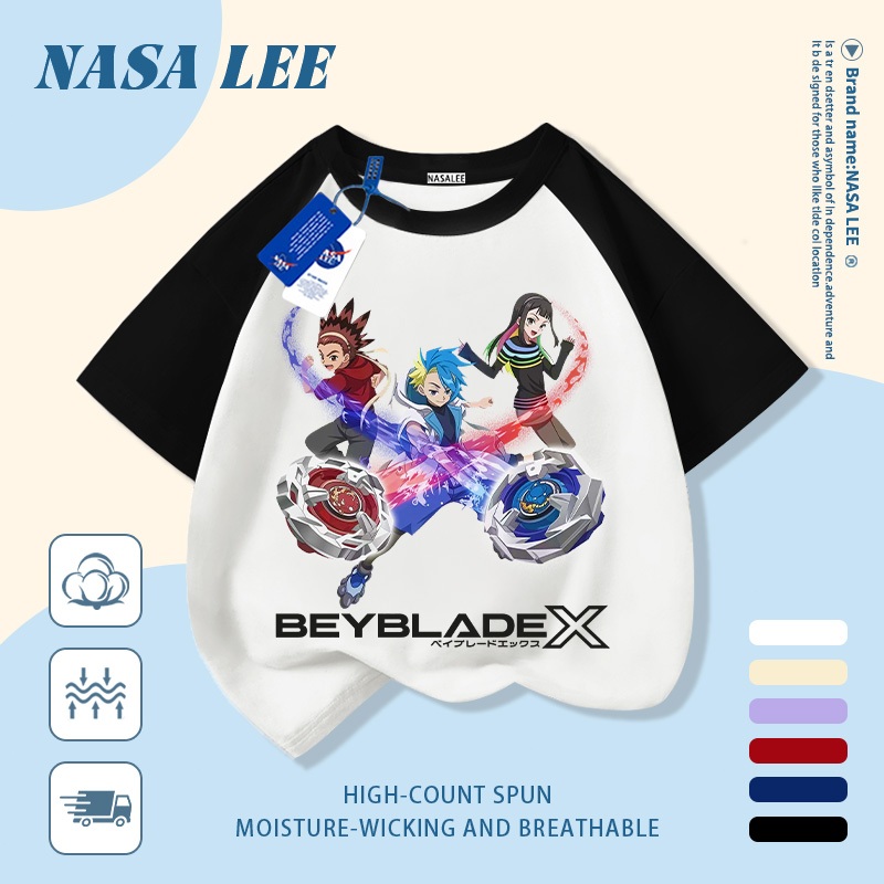 [Giao hàng trong ngày] Áo thun Cotton nguyên chất màu trắng cho trẻ em NASA Áo thun Cotton thoáng khí nhân vật hoạt hình In xu hướng 3-16 tuổi Bé trai bé gái tay ngắn thông thường