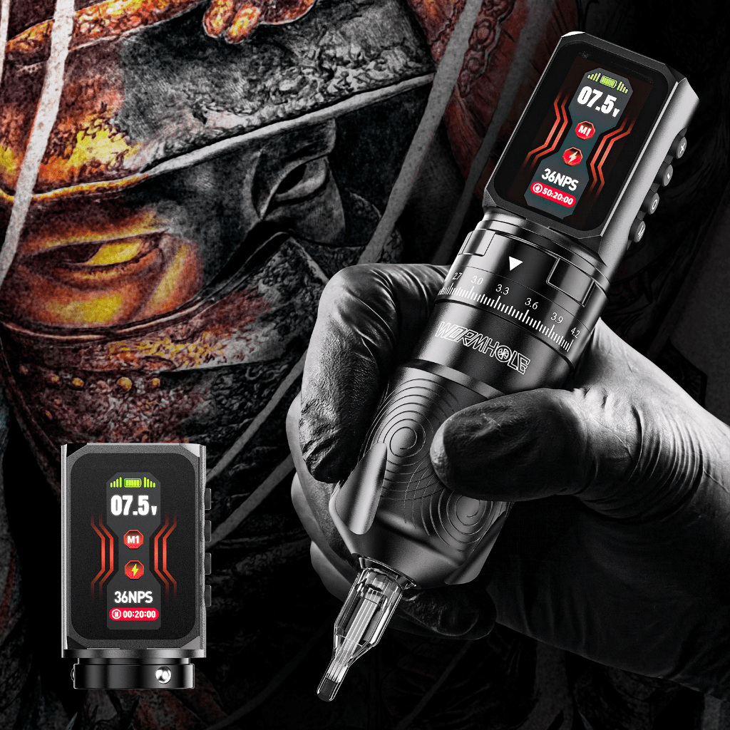 2 Pin 2300mAh Bao gồm - Bộ bút xăm không dây lỗ sâu có màn hình thông minh, độ dài 7 thì & Máy quay chuyên nghiệp