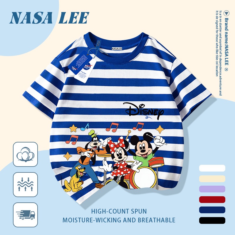 [Giao hàng trong ngày] Áo thun Cotton trắng nguyên chất thoáng khí cho trẻ em NASA Công viên động vật hoạt hình In hợp thời trang 3-16 tuổi Bé trai bé gái tay ngắn thông thường
