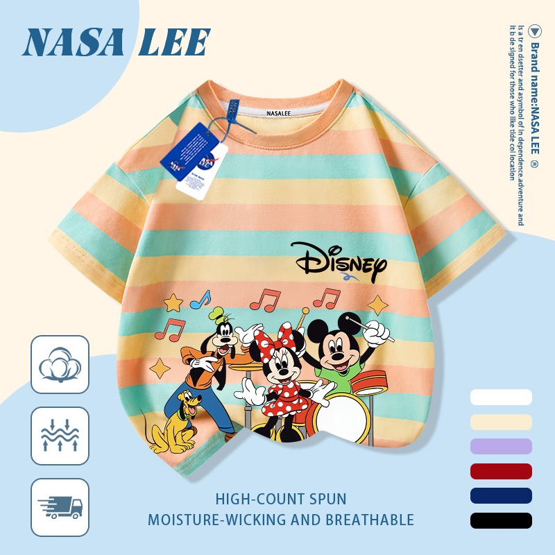 [Giao hàng trong ngày] Áo thun Cotton trắng nguyên chất thoáng khí cho trẻ em NASA Công viên động vật hoạt hình In hợp thời trang 3-16 tuổi Bé trai bé gái tay ngắn thông thường