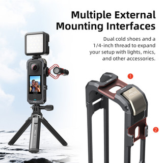 Lồng khung kim loại aMagicsn cho Insta360 X4 Vỏ bảo vệ giảm tiếng ồn gió không khí có bộ chuyển đổi từ tính hoặc túi lưu trữ Phụ kiện máy ảnh chống trầy xước