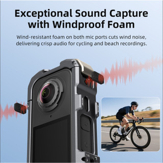 Lồng khung kim loại aMagicsn cho Insta360 X4 Vỏ bảo vệ giảm tiếng ồn gió không khí có bộ chuyển đổi từ tính hoặc túi lưu trữ Phụ kiện máy ảnh chống trầy xước