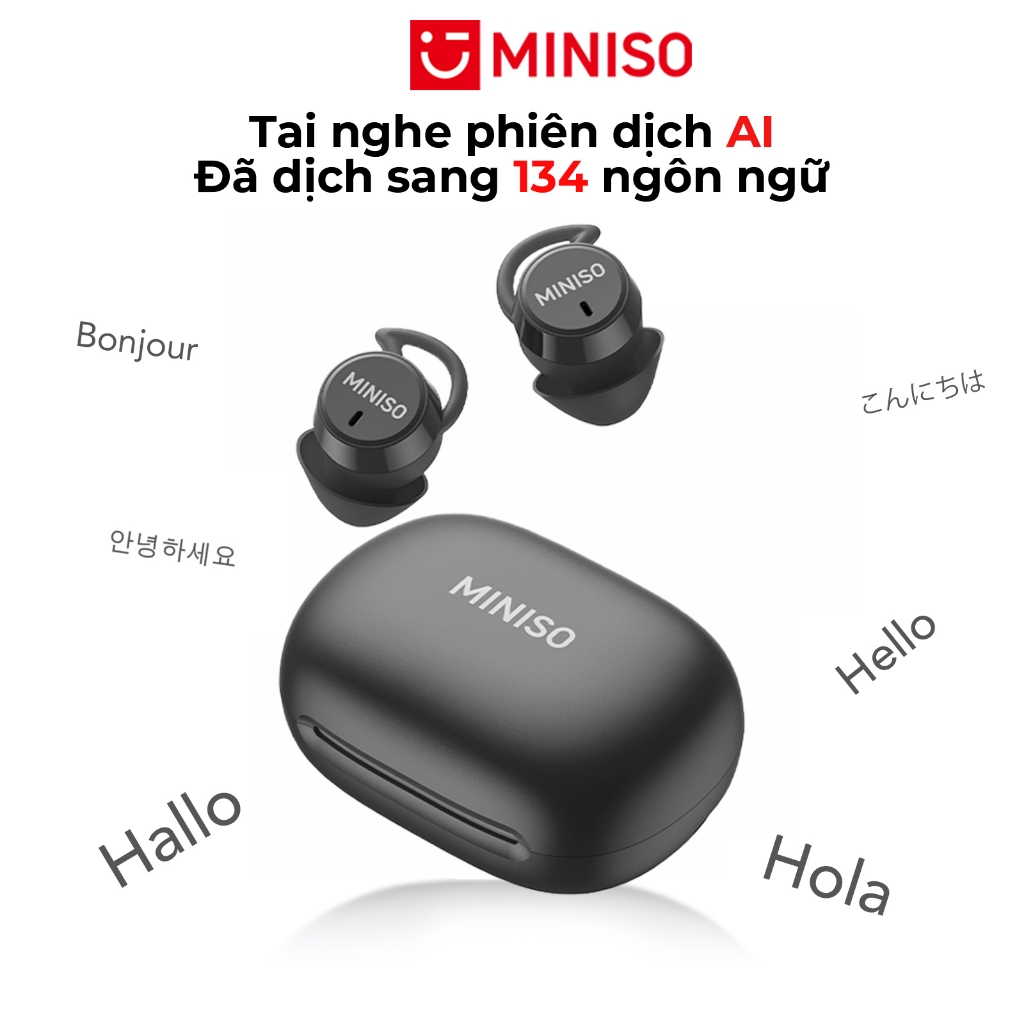MINISO MS217 Tai nghe dịch thuật AI Tai nghe Bluetooth 6.0 Hỗ trợ dịch 134 ngôn ngữ Chống ồn ENC Micro thu âm trong trẻo Chống nước IPX5 Âm thanh Hi-Fi Độ trễ thấp Tai nghe chuyên dụng cho Gaming
