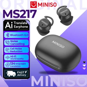 MINISO MS217 Tai nghe dịch thuật AI Tai nghe Bluetooth 6.0 Hỗ trợ dịch 134 ngôn ngữ Chống ồn ENC Micro thu âm trong trẻo Chống nước IPX5 Âm thanh Hi-Fi Độ trễ thấp Tai nghe chuyên dụng cho Gaming