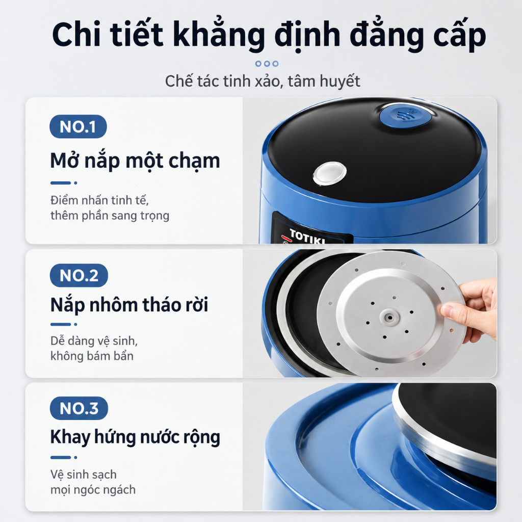 Nồi cơm điện Totiki JY2008, Dung tích 2L (nấu cơm 1L),350W, Lớp lót chống dính nhiều lớp, Cách nhiệt dày