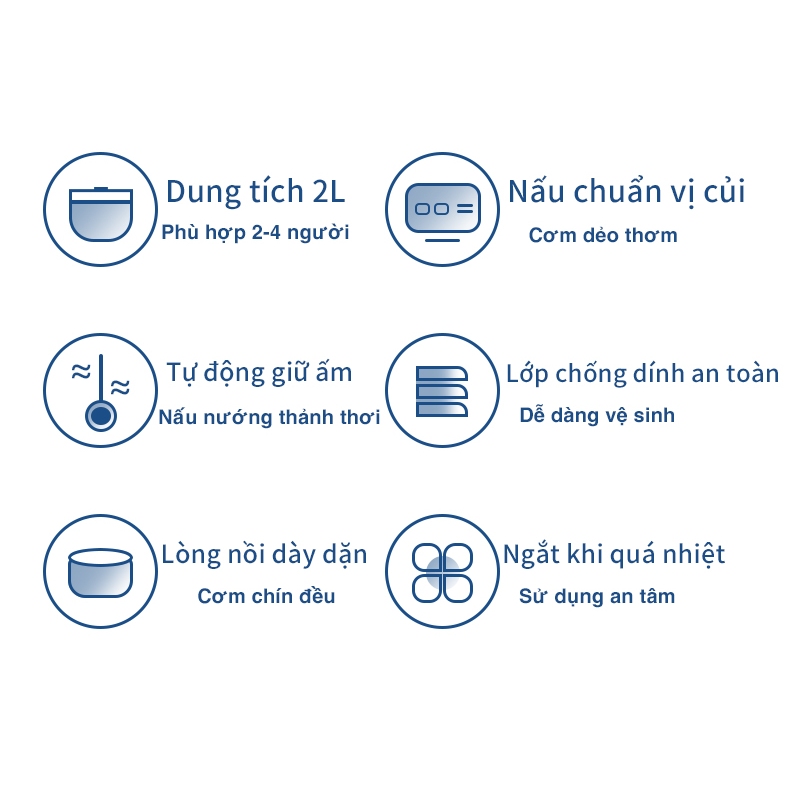 Nồi cơm điện Totiki JY2008, Dung tích 2L (nấu cơm 1L),350W, Lớp lót chống dính nhiều lớp, Cách nhiệt dày