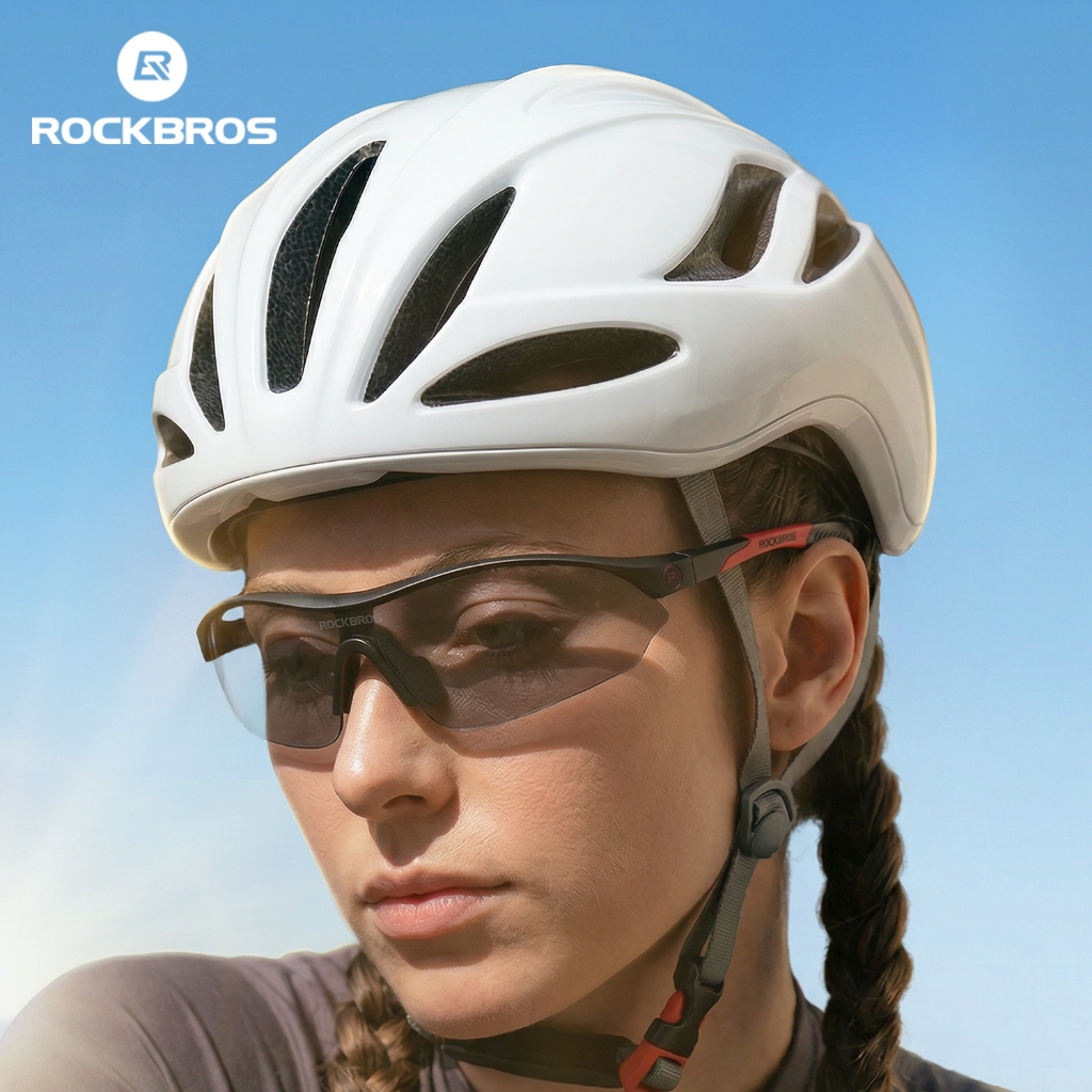 ROCKBROS Kính Đi Xe Đạp Chống Tia UV Thể Thao Phân Cực Kính Mát Chống Gió Nhẹ Chạy Bộ Đi Bộ Đường Dài Câu Cá 3 Ống Kính