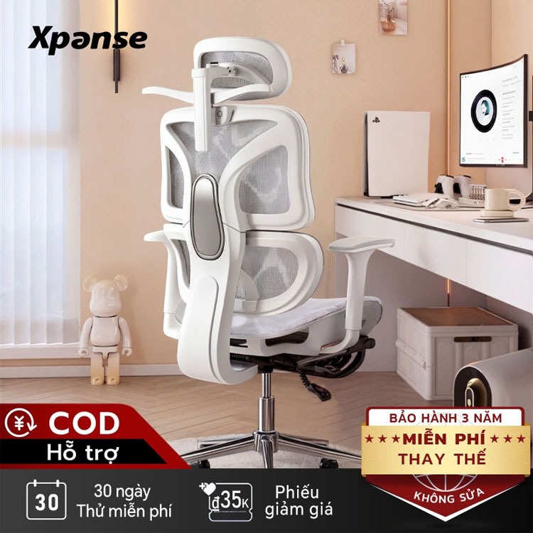 Ghế tiện dụng Xpanse W203 có đệm lưới lụa băng được cấp bằng sáng chế và tay vịn độc lập ở góc 135 độ, hoàn hảo cho giấc ngủ trưa trưa