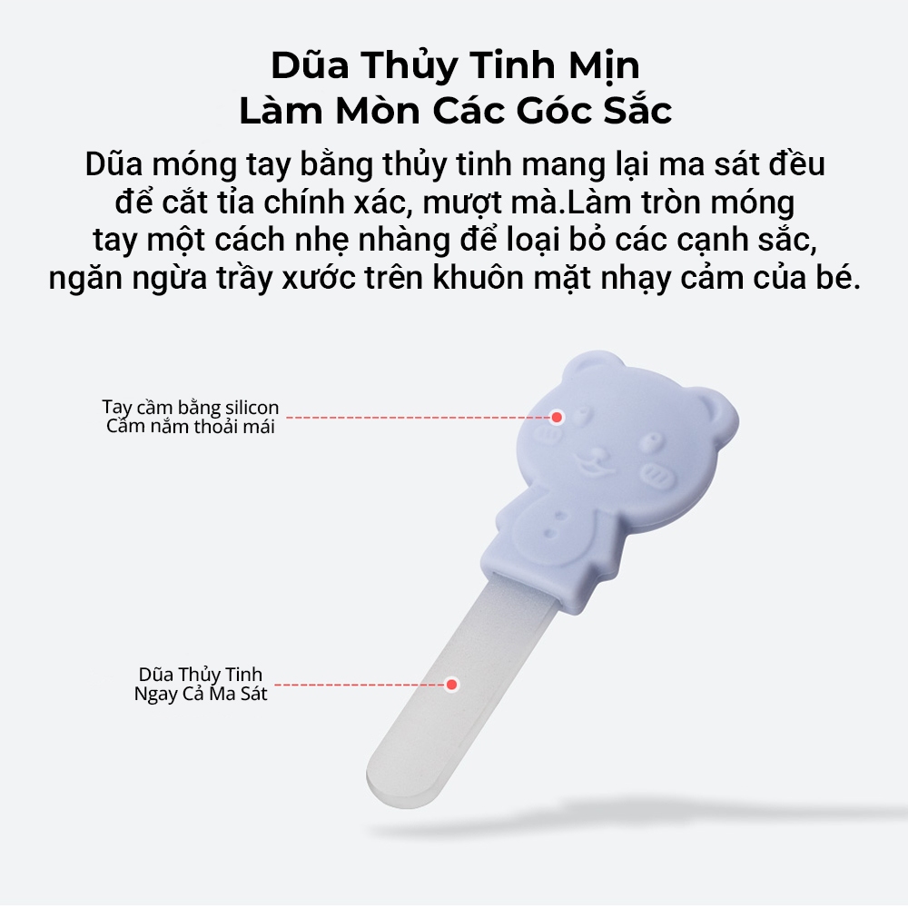 Bộ Cắt Móng Tay Cho Bé Bebear An Toàn Cho Trẻ Sơ Sinh Kèm Kéo Dũa Chống Kẹp Thịt