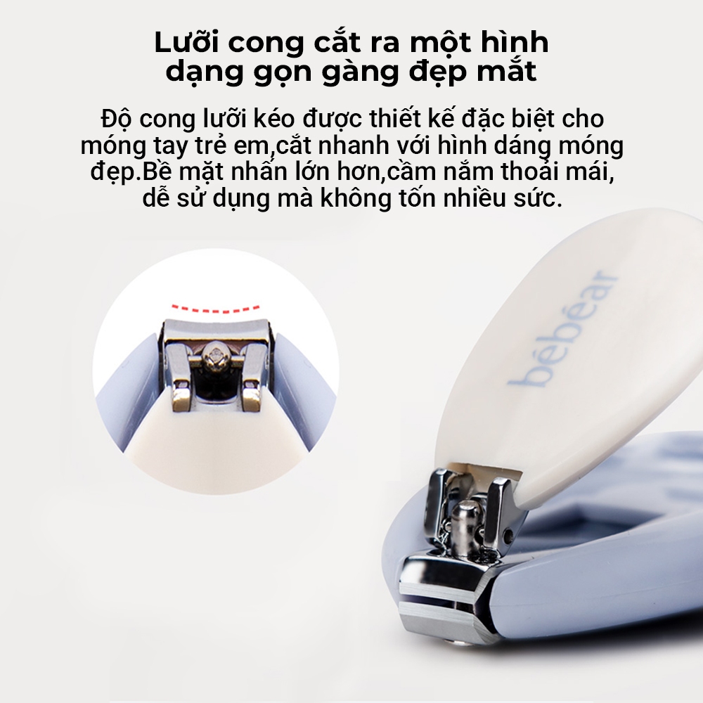 Bộ Cắt Móng Tay Cho Bé Bebear An Toàn Cho Trẻ Sơ Sinh Kèm Kéo Dũa Chống Kẹp Thịt
