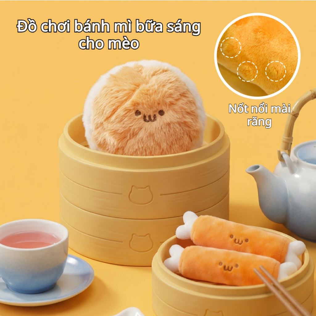 MewaJump Đồ Chơi Mèo  – Có Âm Thanh Vui Tai, Vải Nhung Mềm Cao Cấp, Giúp Mèo Cắn Gặm Làm Sạch Răng