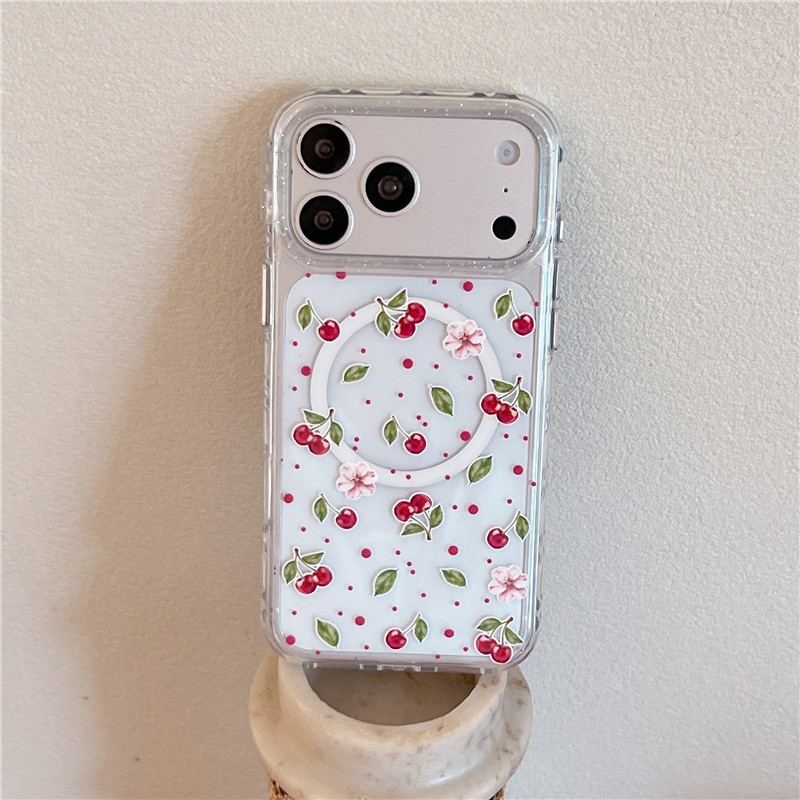 Ốp điện thoại iPhone 17 Pro max họa tiết anh đào TPU materia IMD