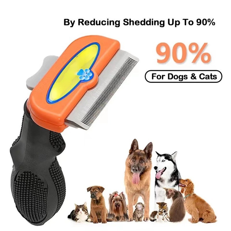 DeShedding Tool cho chó mèo, Lược chải tẩy lông để tẩy lông thú cưng rụng lông chải lông