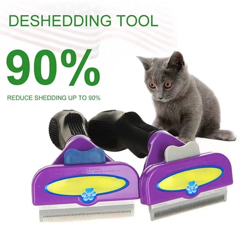 DeShedding Tool cho chó mèo, Lược chải tẩy lông để tẩy lông thú cưng rụng lông chải lông