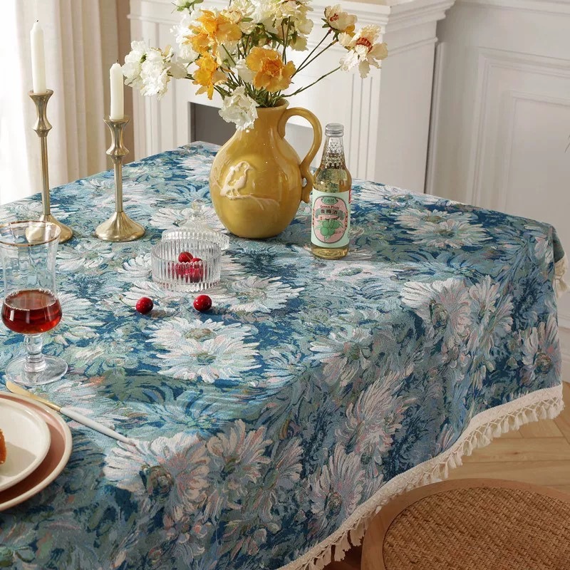 Phong Cách Retro Hoa Jacquard Vải DIY Bàn Vải Nhà Túi Mua Sắm Quần Áo Cotton Polyester Sợi Nhuộm Đầm Vải 1 Mét TJ7465