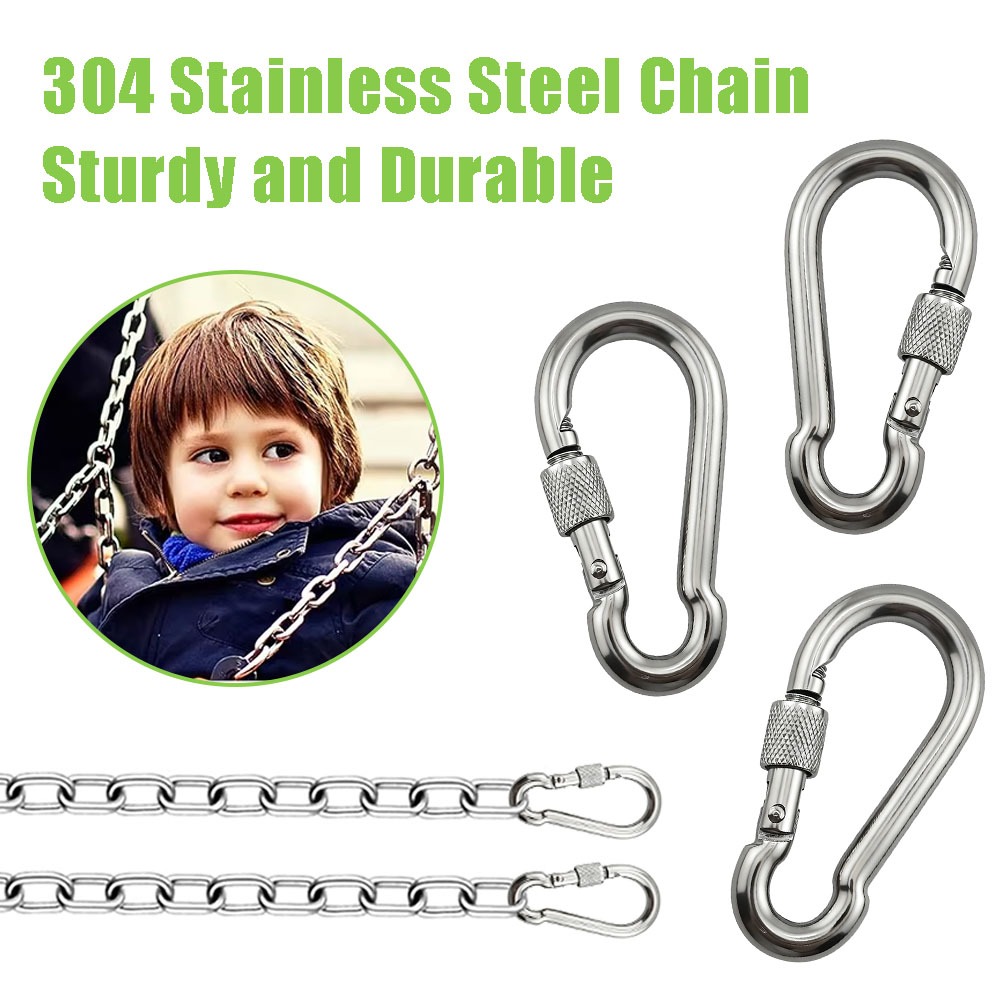 Dây xích chó bằng thép không gỉ 304 hạng nặng Dây xích nhai kim loại có 2 khóa Carabiners 2.5mm 3mm 4mm ngoài trời cho thú cưng
