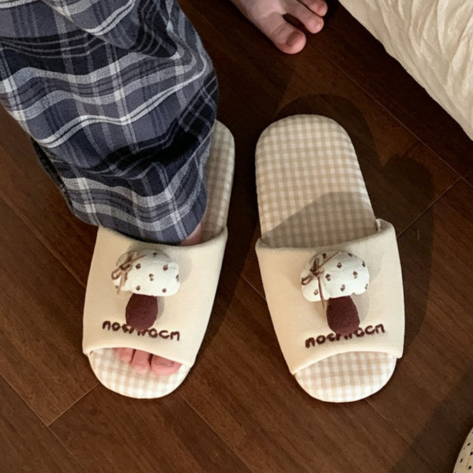 XIXITIAO Dép Nữ Cotton Màu Sắc Thường Ngày Phù Hợp Với Ca Rô Tắt Tiếng Trong Nhà Nhà