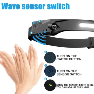 USB Sạc Đèn Pha LED Sóng Cảm Ứng COB Đèn Pha 350LM Siêu Sáng Chống Nước Đèn Pha Cho Cắm Trại Ngoài Trời Đi Bộ Đường Dài Chạy Câu Cá Sửa Chữa
