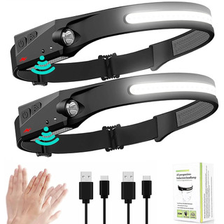 USB Sạc Đèn Pha LED Sóng Cảm Ứng COB Đèn Pha 350LM Siêu Sáng Chống Nước Đèn Pha Cho Cắm Trại Ngoài Trời Đi Bộ Đường Dài Chạy Câu Cá Sửa Chữa