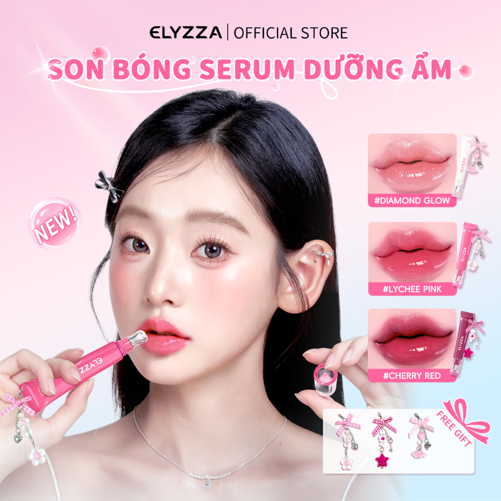 Son Dưỡng Môi Nước Chứa PDRN Son Bóng ELYZZA Lip Gloss, Cấp Ẩm Lâu Dài Không Dính, Phục Hồi Môi Khô Nứt, Môi Căng Mọng Chuẩn Hàn