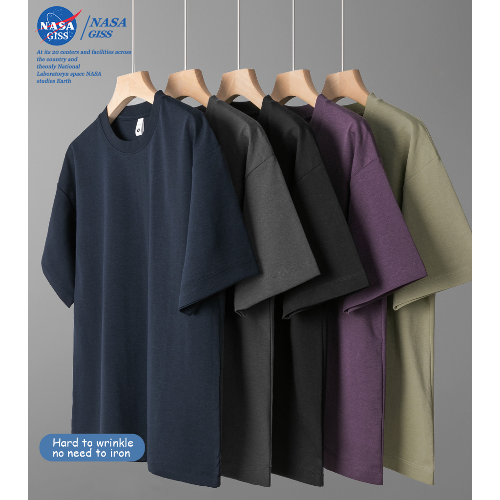 NASA Áo thun nam nữ Tay Lỡ thường Mã Màu Tối Mùa hè t-shirt hình form rộng Cổ tròn mềm mịn thoáng mát