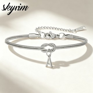 Vòng tay tình yêu Skyrim bằng thép không gỉ, thiết kế dây xích với bảng chữ cái A-Z