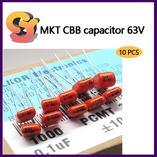 [Hàng có sẵn] 10 Tụ điện phim MKT màu cam CBB 63V 224K474J 0,022 UF / 0,033 UF 47NF P = Tụ điện cắm thẳng 5MM