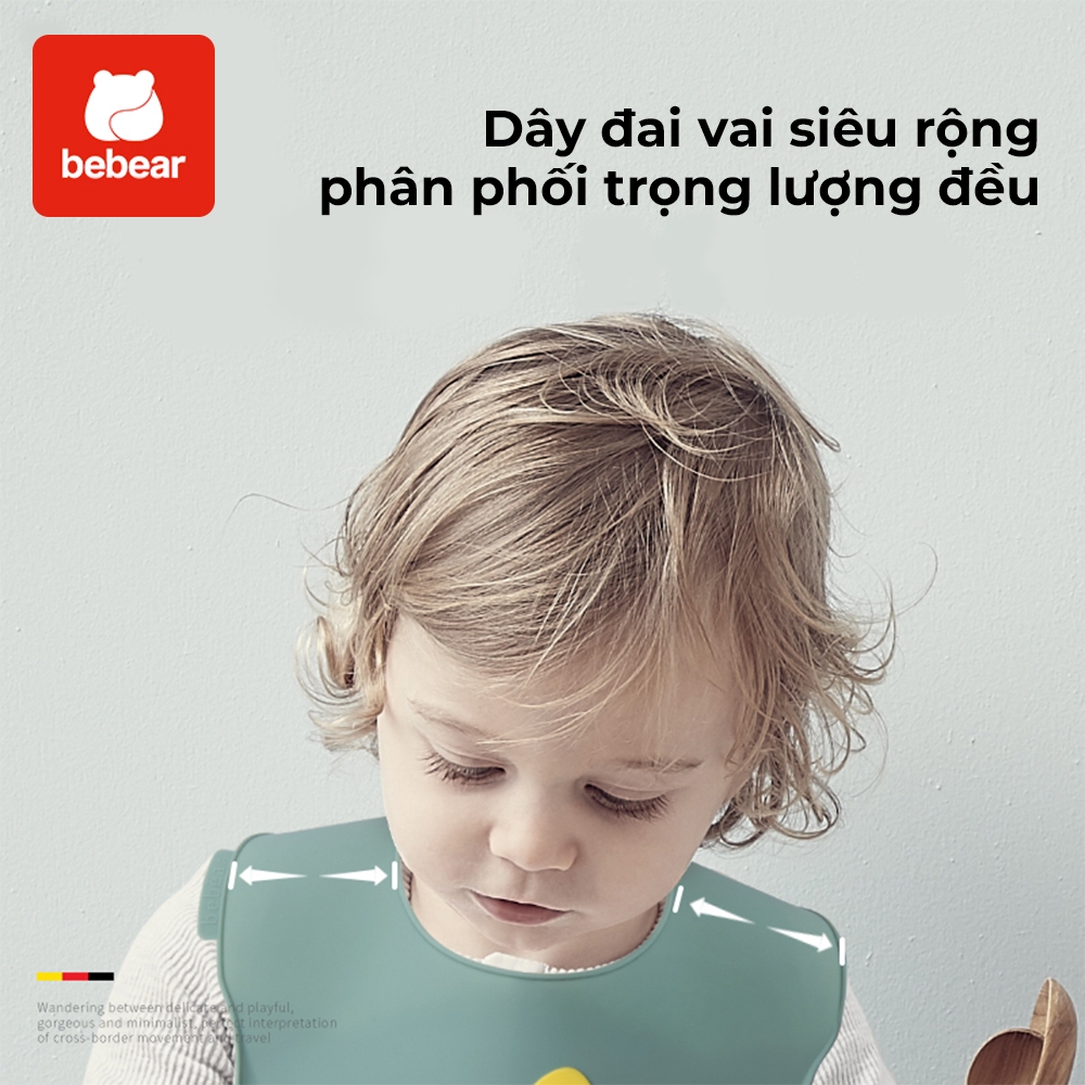 Yếm Ăn Silicone Cho Bé Bebear Chống Thấm Nước Mềm Mại Cho Trẻ Sơ Sinh