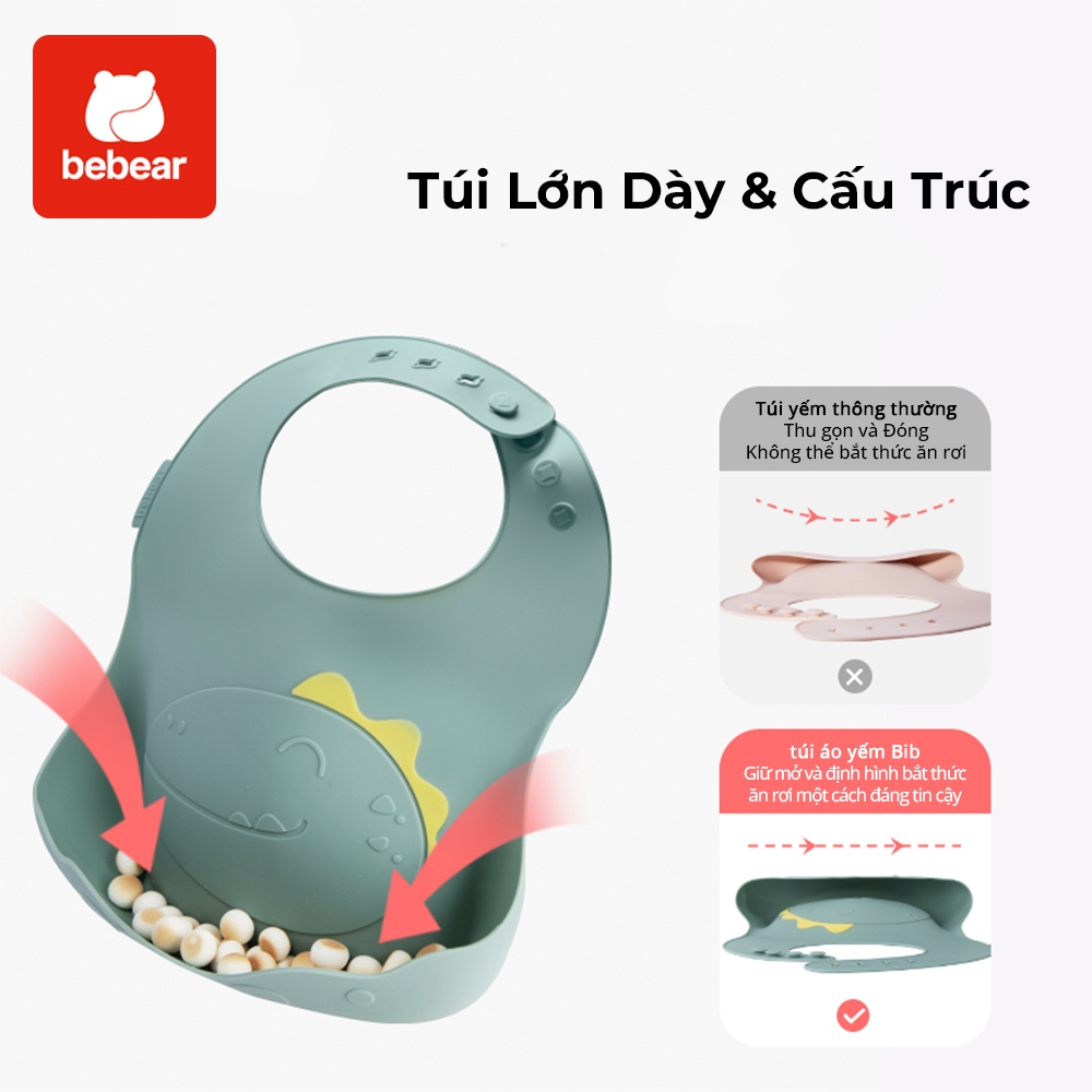 Yếm Ăn Silicone Cho Bé Bebear Chống Thấm Nước Mềm Mại Cho Trẻ Sơ Sinh