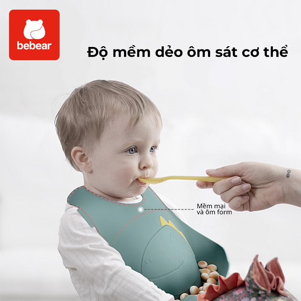 Yếm Ăn Silicone Cho Bé Bebear Chống Thấm Nước Mềm Mại Cho Trẻ Sơ Sinh
