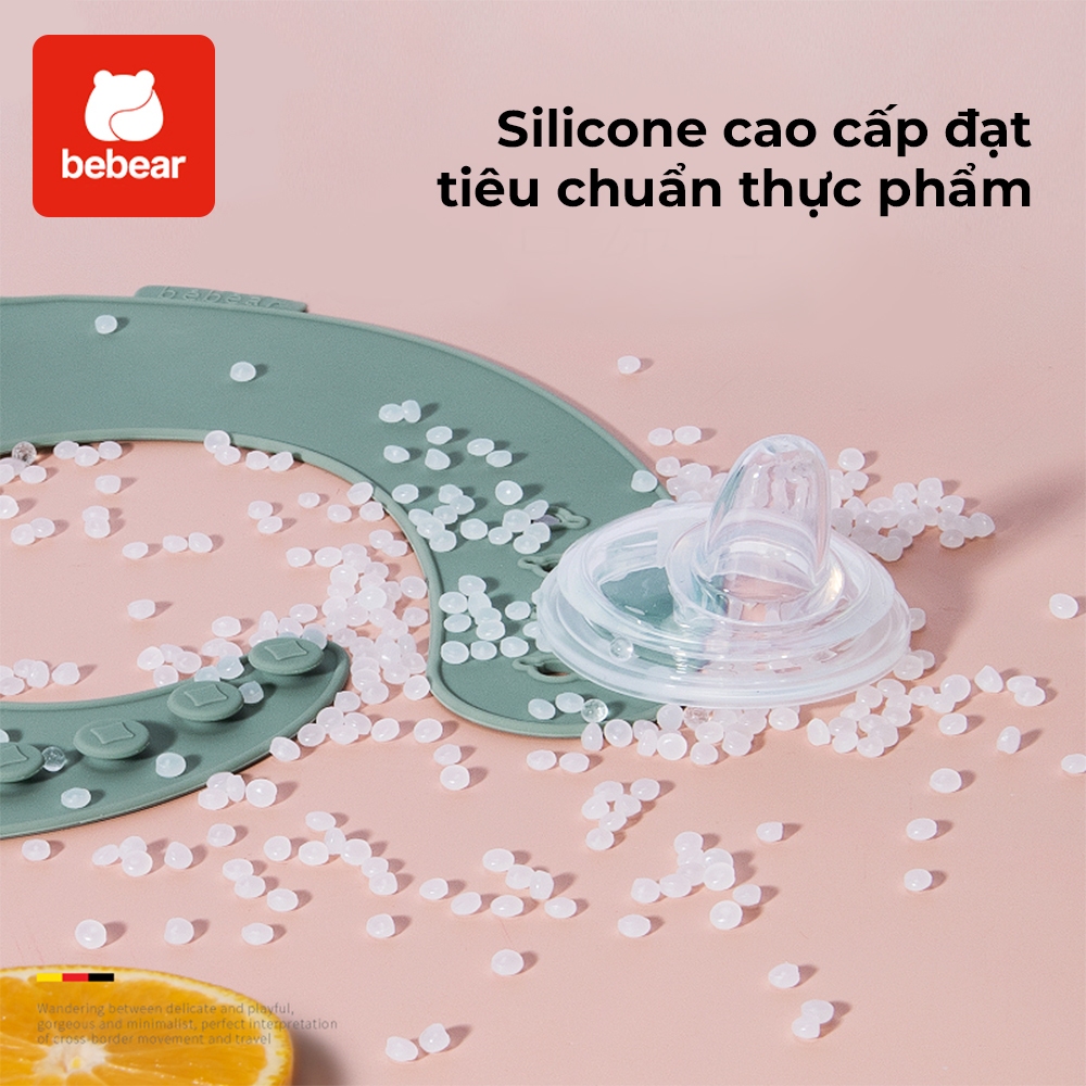 Yếm Ăn Silicone Cho Bé Bebear Chống Thấm Nước Mềm Mại Cho Trẻ Sơ Sinh