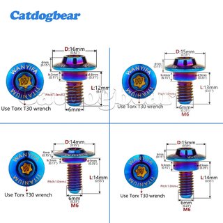Catdogbear M6x11-15mm Titan Bolt Torx Bolt cho xe máy Dây buộc ô đầu ô ở bước bướm