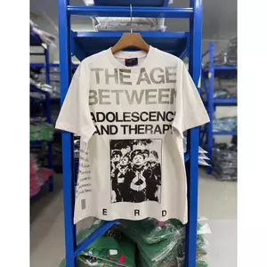 Unisex High Street Trừu Tượng In Hình Vintage Xi Măng Rửa Trắng Áo Thun Tay Ngắn