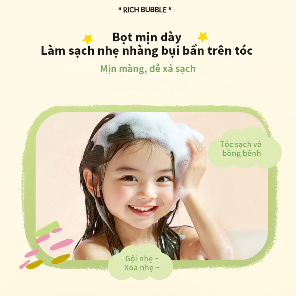 Kekebebe dầu gội trẻ em không kích ứng dịu nhẹ an toàn 375g