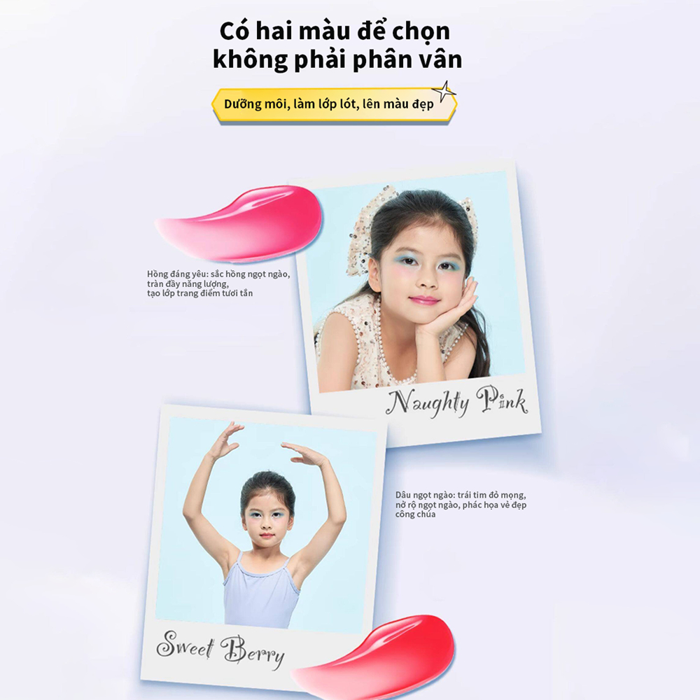 Kekebebe Disney son tint và son dưỡng môi cho bé an toàn dưỡng ẩm 3,6ml bóng 2 in 1 dành cho trẻ em (dùng cho cả môi và má)
