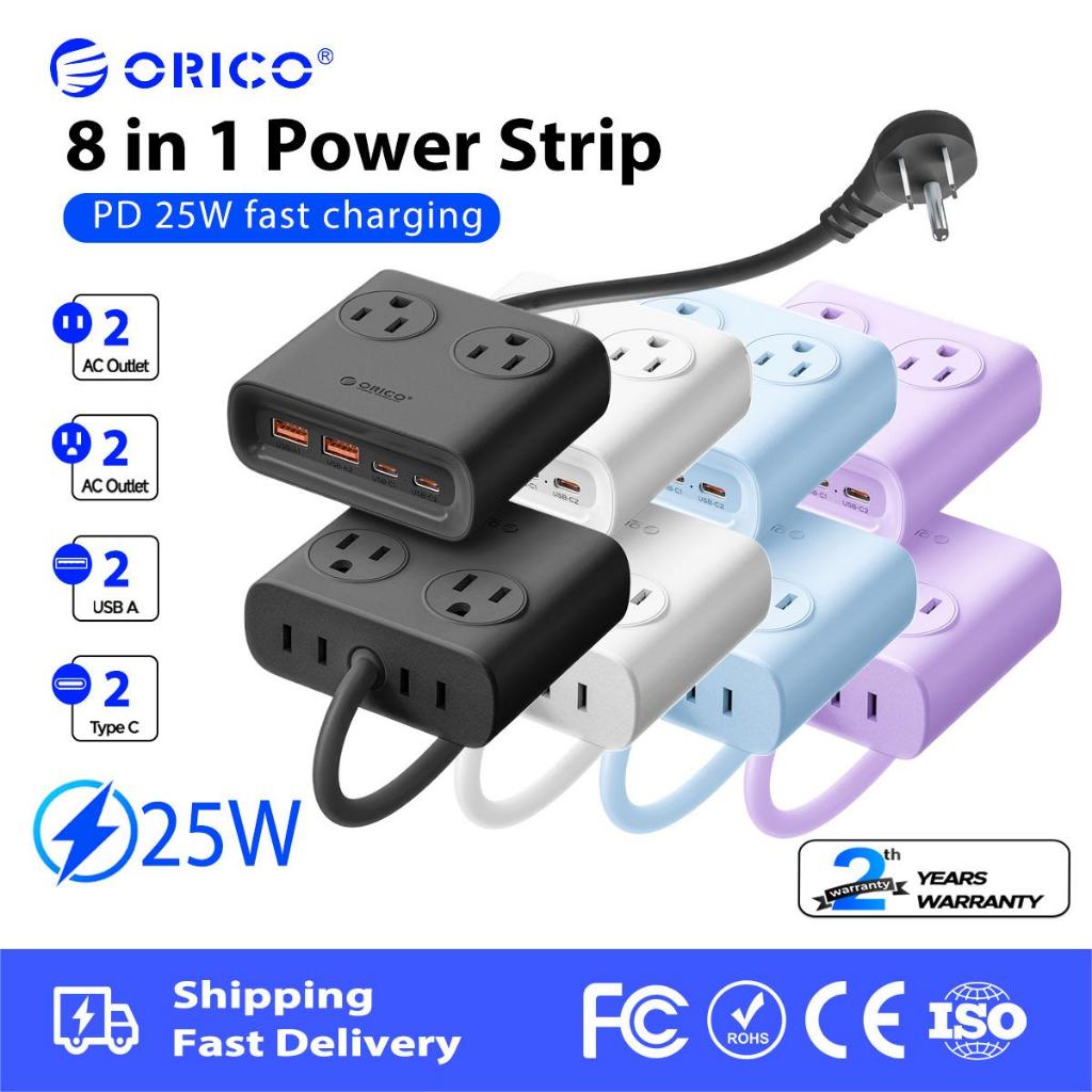ORICO US Plug - Ổ cắm mở rộng dây nối dài 1,5M di động 25W có sạc nhanh USB (PDC25-US)