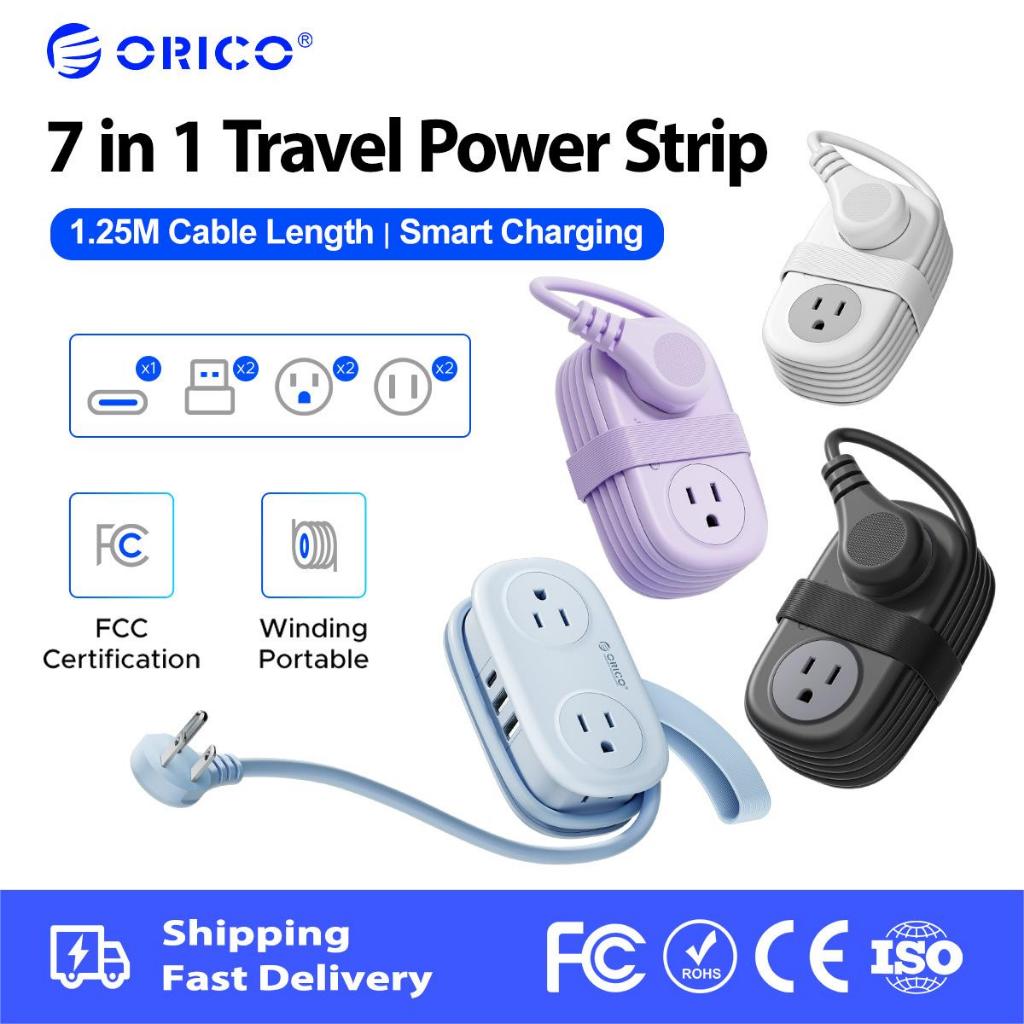 ORICO US Plug - Dải nguồn du lịch 4 ổ cắm AC 3 cổng USB có cáp bọc cho bộ mở rộng ổ cắm Crusie Ship (AP3-4A)