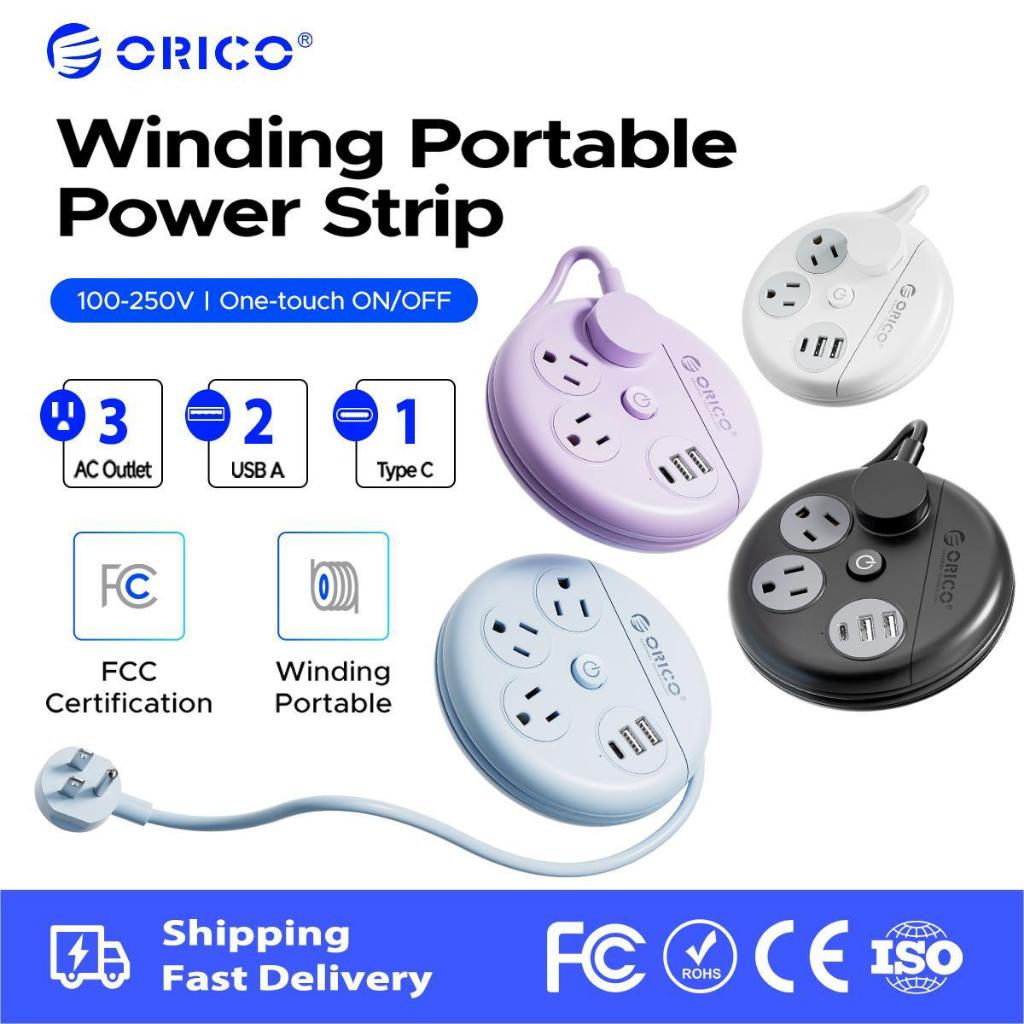 ORICO US Plug - Dây nối dài di động có cổng USB Cáp gói để cắm trại ngoài trời Văn phòng tại nhà (OR-3A-US)