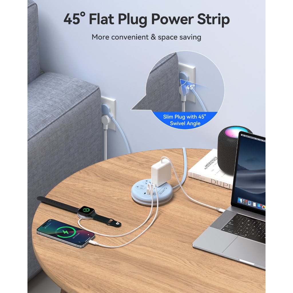 ORICO US Plug - Dây nối dài di động có cổng USB Cáp gói để cắm trại ngoài trời Văn phòng tại nhà (OR-3A-US)