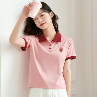 [MIZIQI] Áo thun ngắn tay cổ polo mùa hè dành cho nữ, Áo thun ngắn tay cổ áo màu tương phản