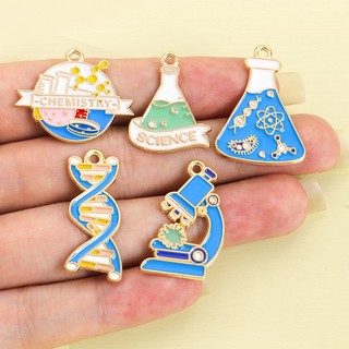 10 Chiếc Kính Hiển Vi Chủ Đề Khoa Học / DNA / Bình Tạo Kiểu Nhỏ Giọt Dầu Hợp Kim Quyến Rũ Cho DIY Vòng Cổ Sáng Tạo Móc Khóa Trâm Cài Huy Hiệu - Món Quà Lý Tưởng Cho Nhà Trị Liệu, Giáo Viên Và Hóa Học Người Hâm Mộ