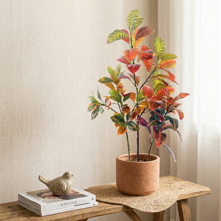 Cây Croton nhân tạo - Lá giả đa dạng thực tế cho phòng khách gia đình, văn phòng & trang trí nhiệt đới