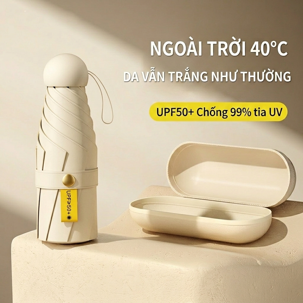 Ô Mini Bỏ Túi Bảo Vệ UV Nhỏ Gọn Di Động Gấp Mưa Thể Thao & Ngoài Trời