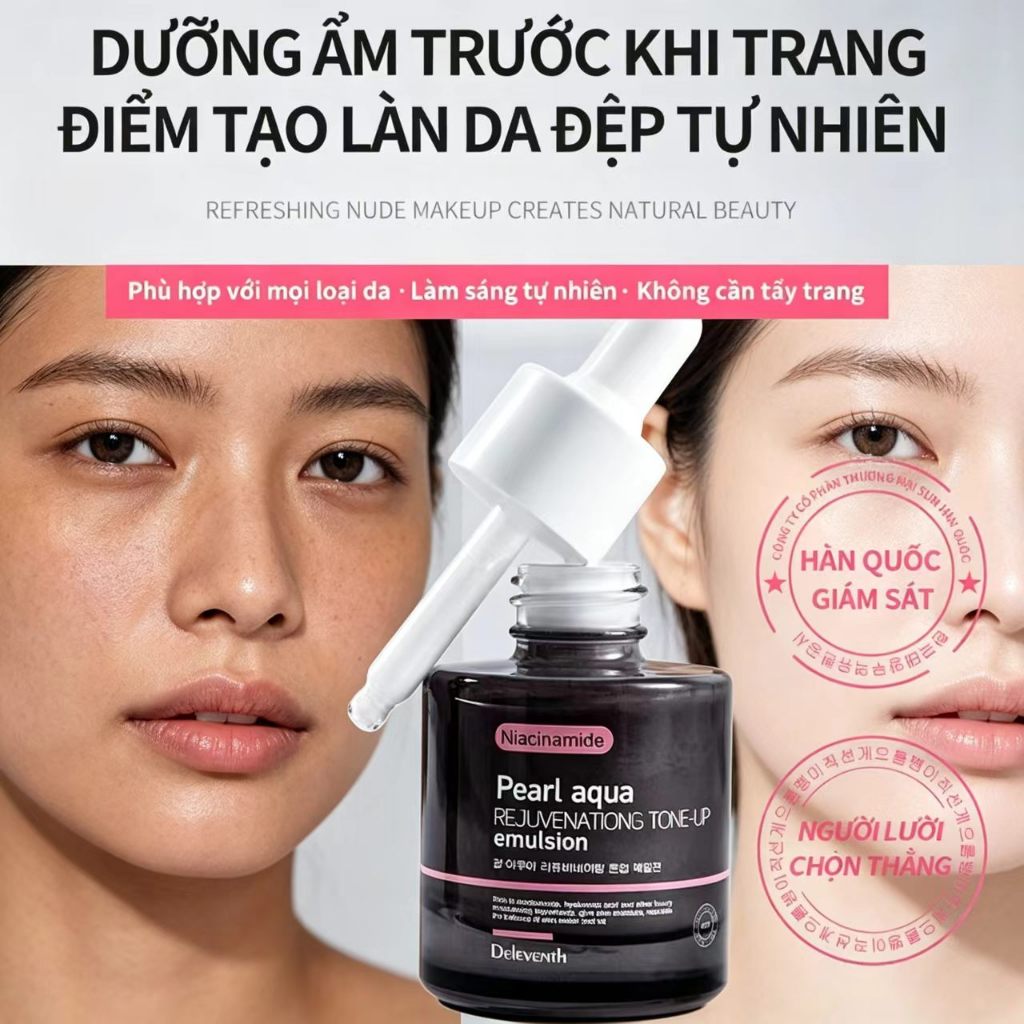 DELEVENTH Kem làm trắng nâng tông kem trang điểm Kem che khuyết điểm Ngọc trai30mlthoa là sáng trong