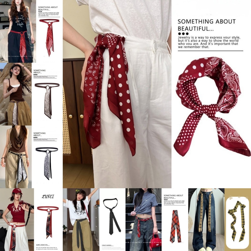 Khăn quàng cổ vuông màu đỏ cổ điển Jeans Khăn lụa