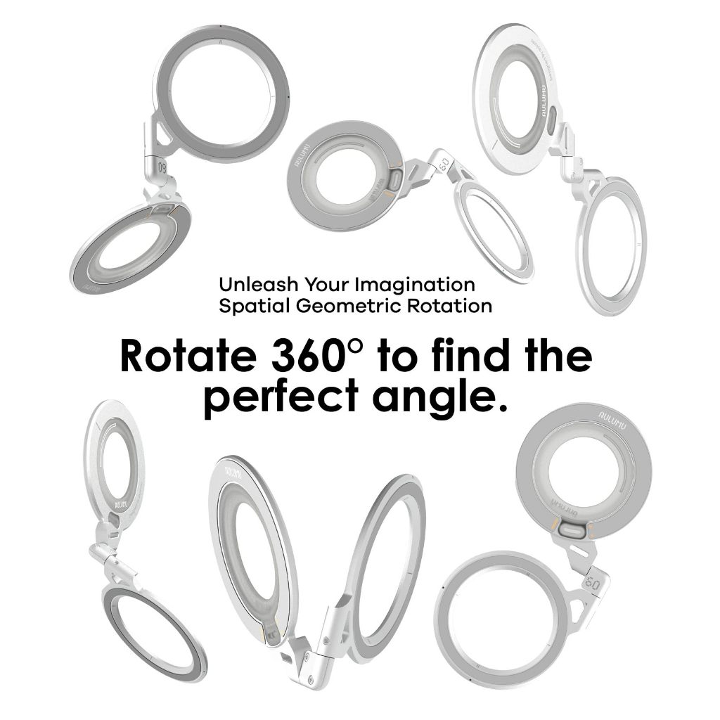 Giá Đỡ Điện Thoại Kiêm Vòng Cầm Tay Nam Châm Xoay Đa Hướng 360° Tương Thích MagSafe Hợp Kim Nhôm Gắn Nam Châm Hai Mặt Màu Đen
